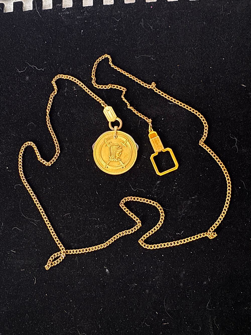 Hickok "Koinife" Trojan Warrior Coin Knife Watch Fob Necklace Chain 1930 Vintage